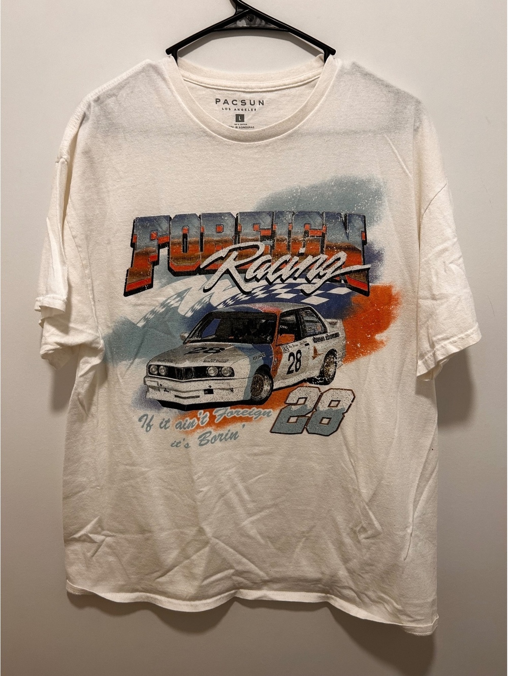 Pacsun Foreign Racing Graphic T-Shirt Large White